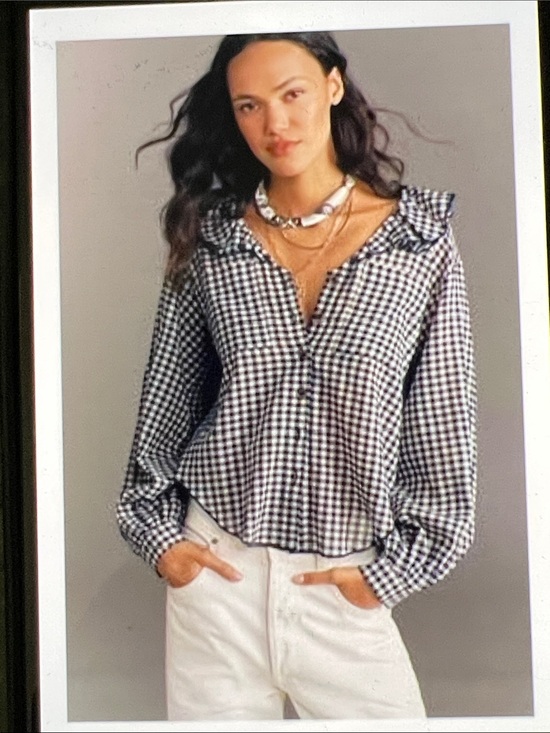 Pilcro Tops - Anthropologie Pilcro Remy Ruffle Collar Buttondown Shirt